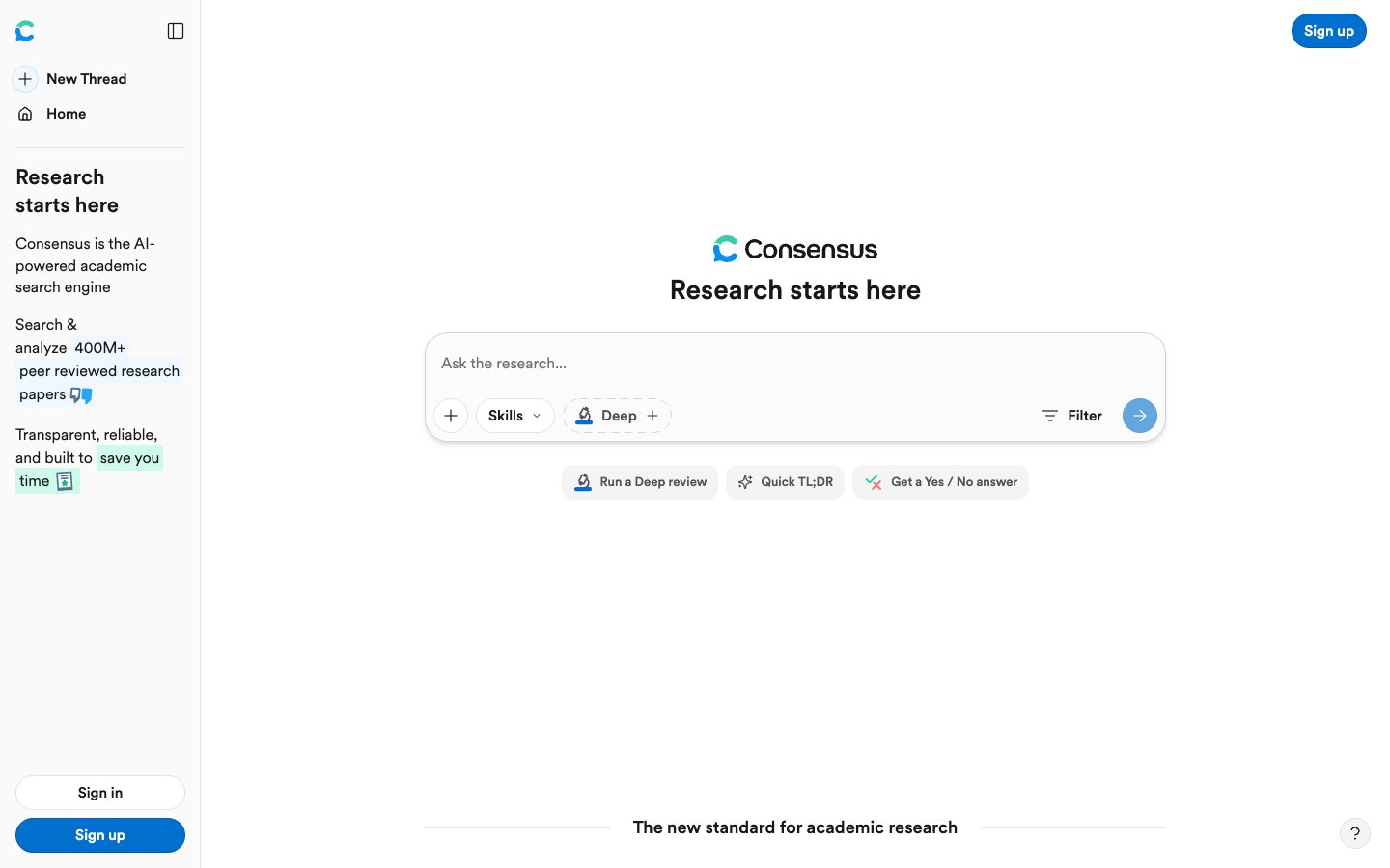 Strona Consensus (consensus.app)