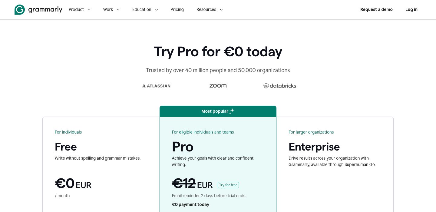 Cennik planów: Grammarly