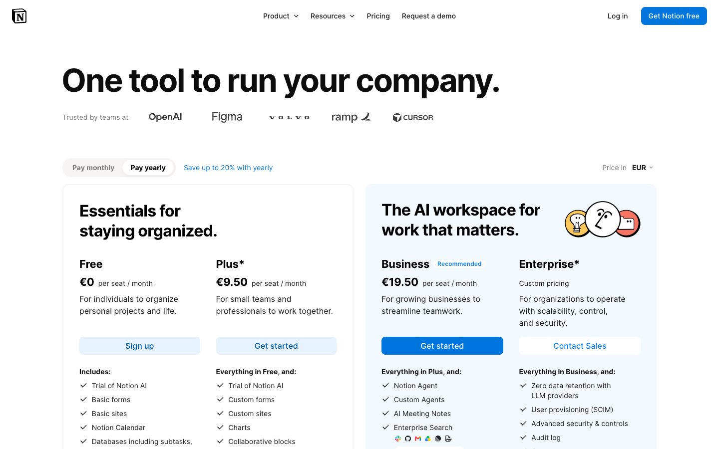 Cennik planów: Notion AI